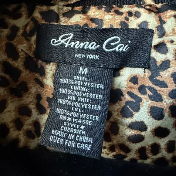 Anna Cai Leopard Print Puffer Jacket Size M - Picture 5 of 6